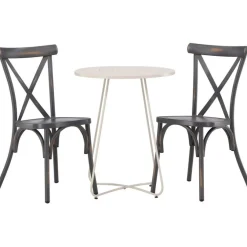New Venture Home Parvekeryhmä , ø60cm beige Bacong-pöytä + 2 mustaa Tablas-tuolia