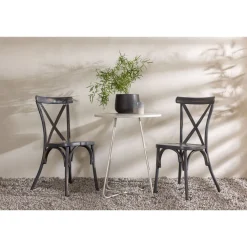 New Venture Home Parvekeryhmä , ø60cm beige Bacong-pöytä + 2 mustaa Tablas-tuolia