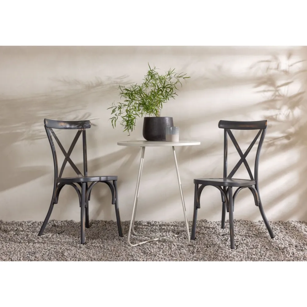 New Venture Home Parvekeryhmä , ø60cm beige Bacong-pöytä + 2 mustaa Tablas-tuolia