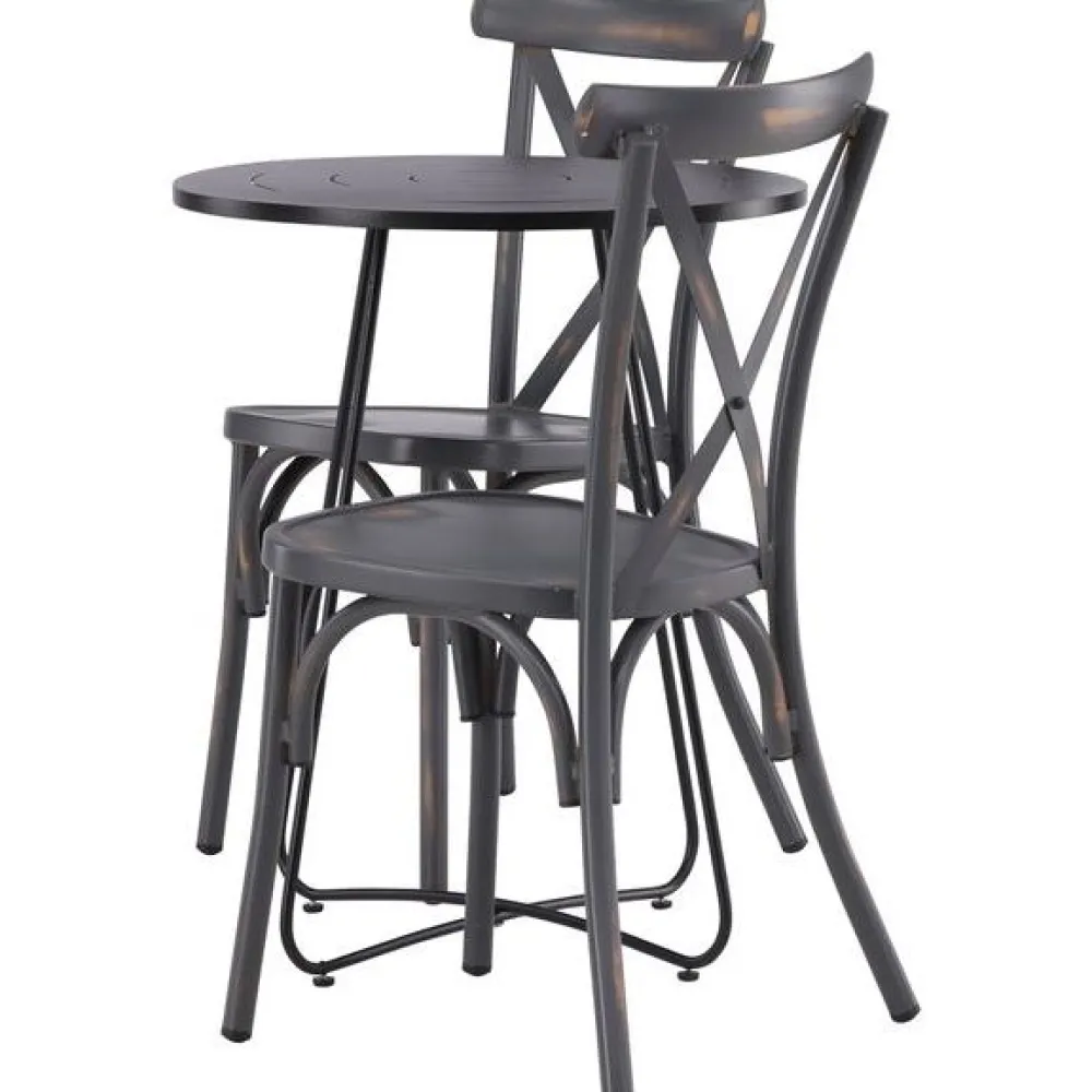 New Venture Home Parvekeryhmä , ø60cm beige Bacong-pöytä + 2 mustaa Tablas-tuolia