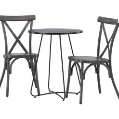 New Venture Home Parvekeryhmä , ø60cm beige Bacong-pöytä + 2 mustaa Tablas-tuolia