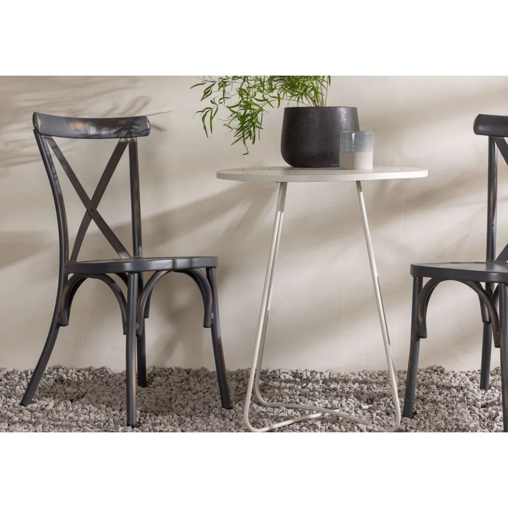 New Venture Home Parvekeryhmä , ø60cm beige Bacong-pöytä + 2 mustaa Tablas-tuolia