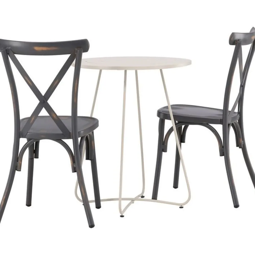 New Venture Home Parvekeryhmä , ø60cm beige Bacong-pöytä + 2 mustaa Tablas-tuolia