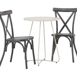 New Venture Home Parvekeryhmä , ø60cm beige Bacong-pöytä + 2 mustaa Tablas-tuolia