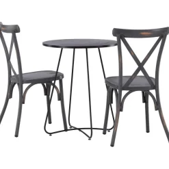 New Venture Home Parvekeryhmä , ø60cm beige Bacong-pöytä + 2 mustaa Tablas-tuolia