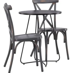 New Venture Home Parvekeryhmä , ø60cm beige Bacong-pöytä + 2 mustaa Tablas-tuolia