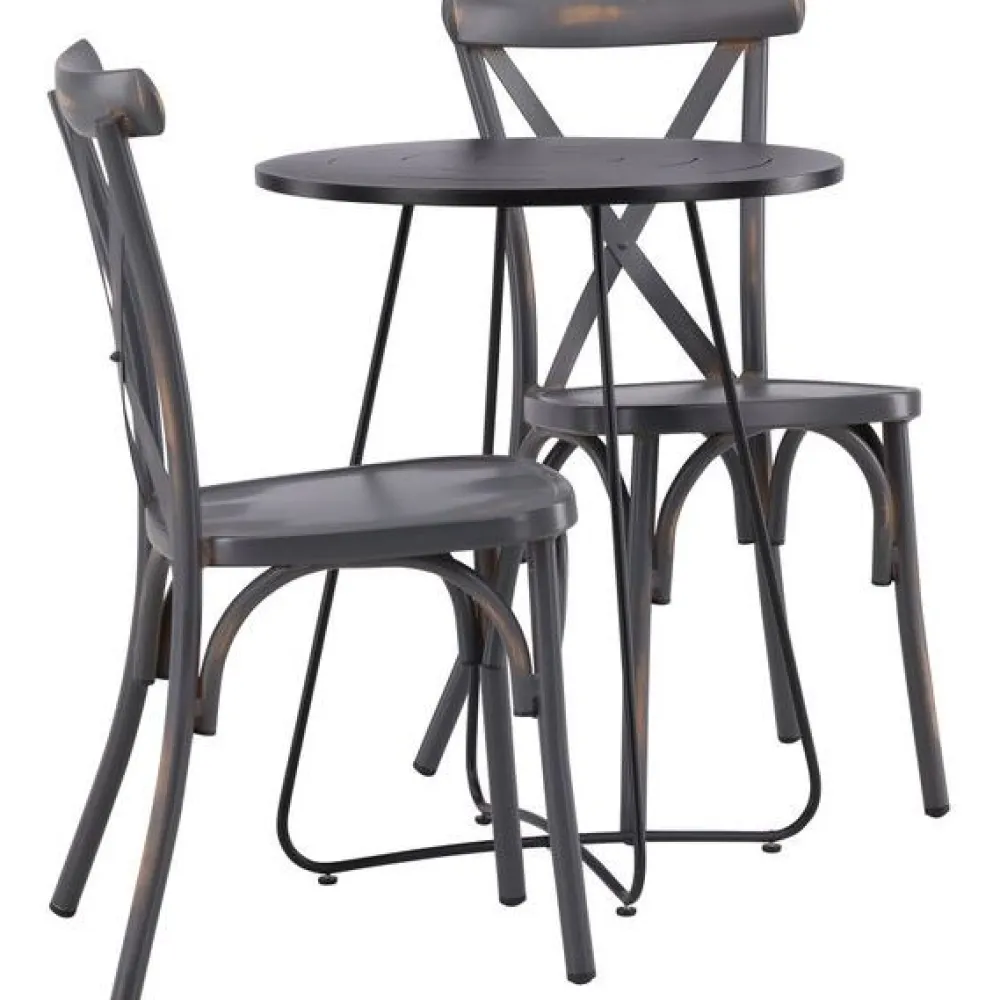 New Venture Home Parvekeryhmä , ø60cm beige Bacong-pöytä + 2 mustaa Tablas-tuolia