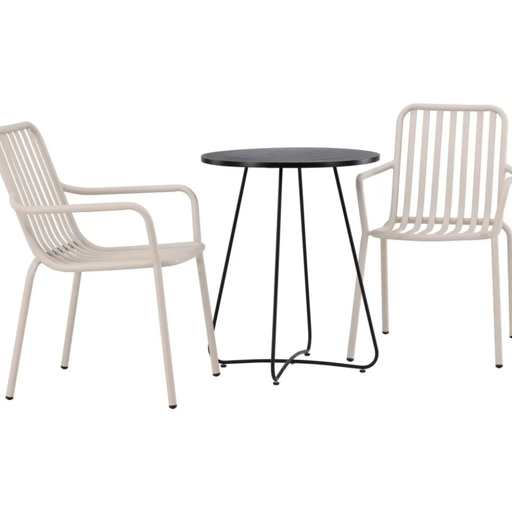 Sale Venture Home Parvekeryhmä , ø60cm beige Bacong-pöytä + 2 mustaa Peking-tuolia