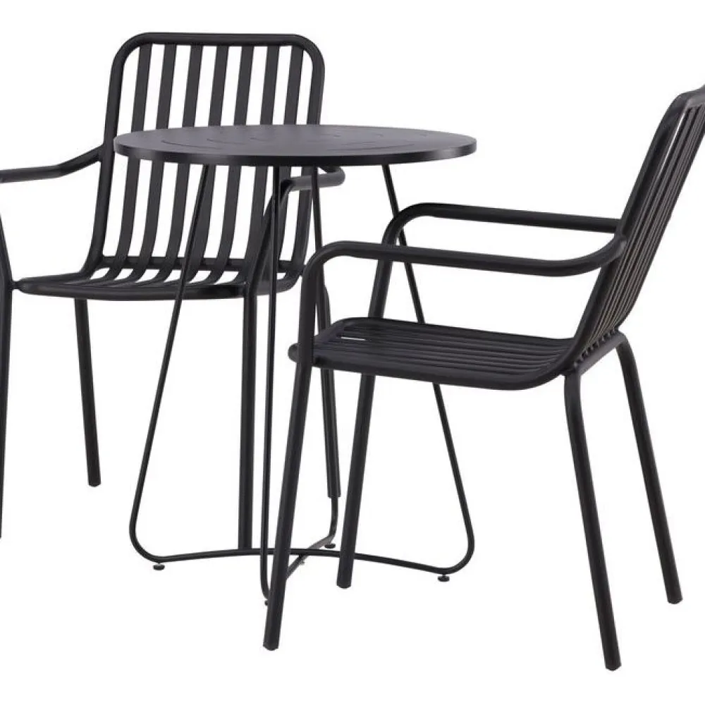 Sale Venture Home Parvekeryhmä , ø60cm beige Bacong-pöytä + 2 mustaa Peking-tuolia