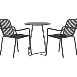 Sale Venture Home Parvekeryhmä , ø60cm beige Bacong-pöytä + 2 mustaa Peking-tuolia