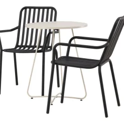Sale Venture Home Parvekeryhmä , ø60cm beige Bacong-pöytä + 2 mustaa Peking-tuolia