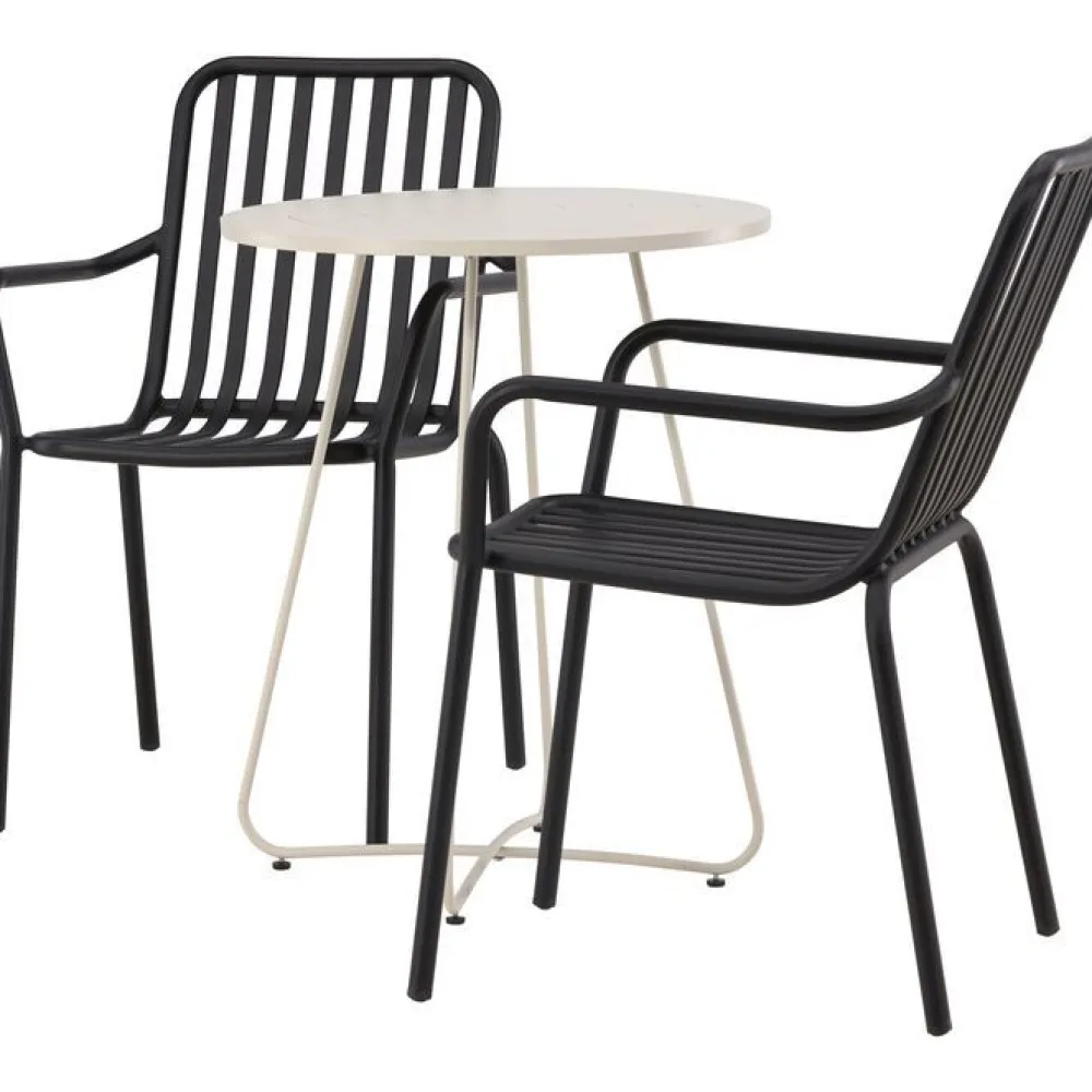 Sale Venture Home Parvekeryhmä , ø60cm beige Bacong-pöytä + 2 mustaa Peking-tuolia