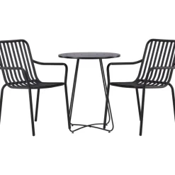 Sale Venture Home Parvekeryhmä , ø60cm beige Bacong-pöytä + 2 mustaa Peking-tuolia