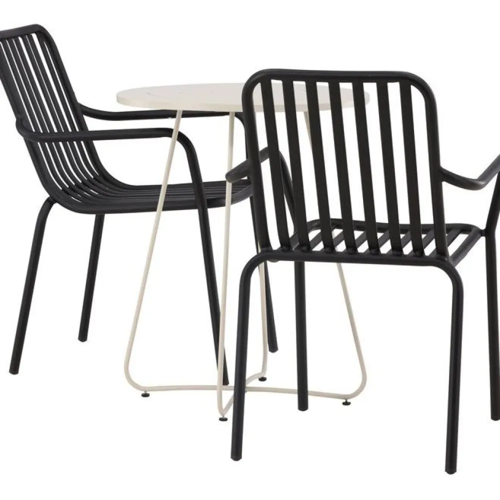 Sale Venture Home Parvekeryhmä , ø60cm beige Bacong-pöytä + 2 mustaa Peking-tuolia