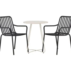 Sale Venture Home Parvekeryhmä , ø60cm beige Bacong-pöytä + 2 mustaa Peking-tuolia