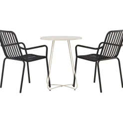 Sale Venture Home Parvekeryhmä , ø60cm beige Bacong-pöytä + 2 mustaa Peking-tuolia