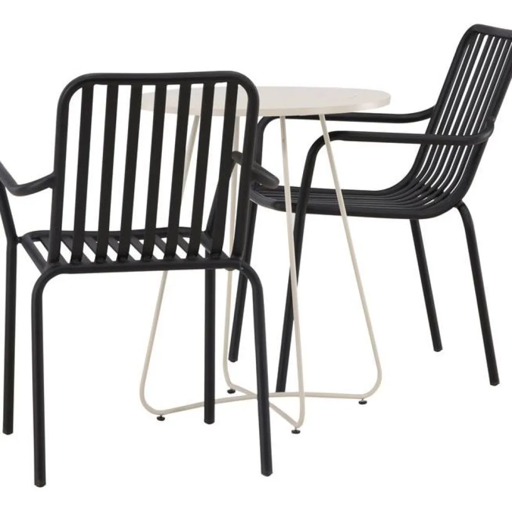 Sale Venture Home Parvekeryhmä , ø60cm beige Bacong-pöytä + 2 mustaa Peking-tuolia