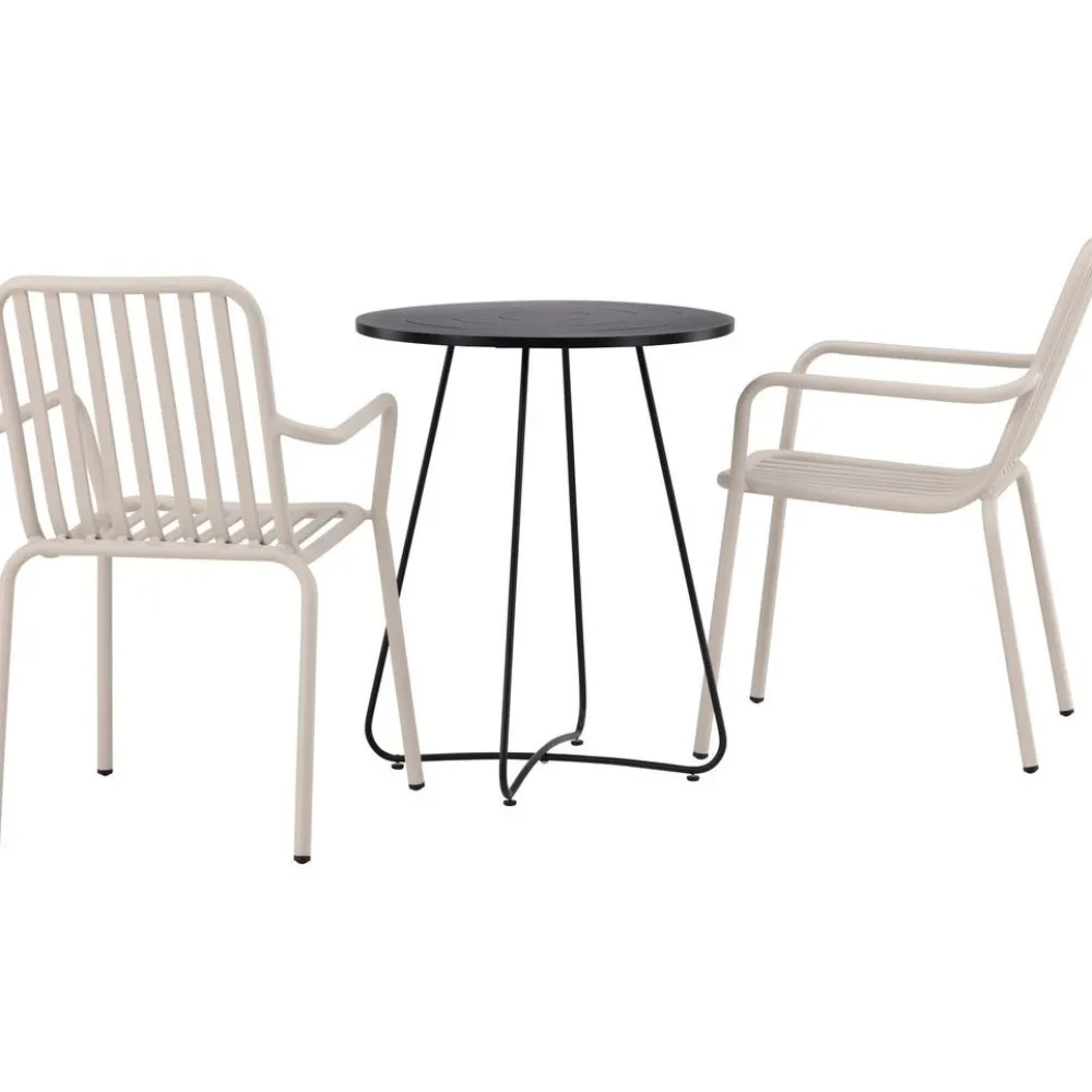 Sale Venture Home Parvekeryhmä , ø60cm beige Bacong-pöytä + 2 mustaa Peking-tuolia