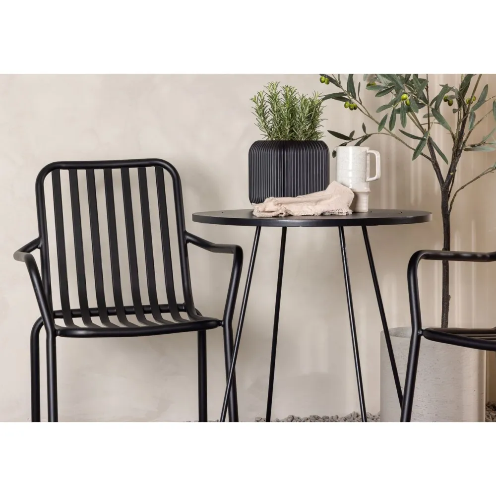 Sale Venture Home Parvekeryhmä , ø60cm beige Bacong-pöytä + 2 mustaa Peking-tuolia