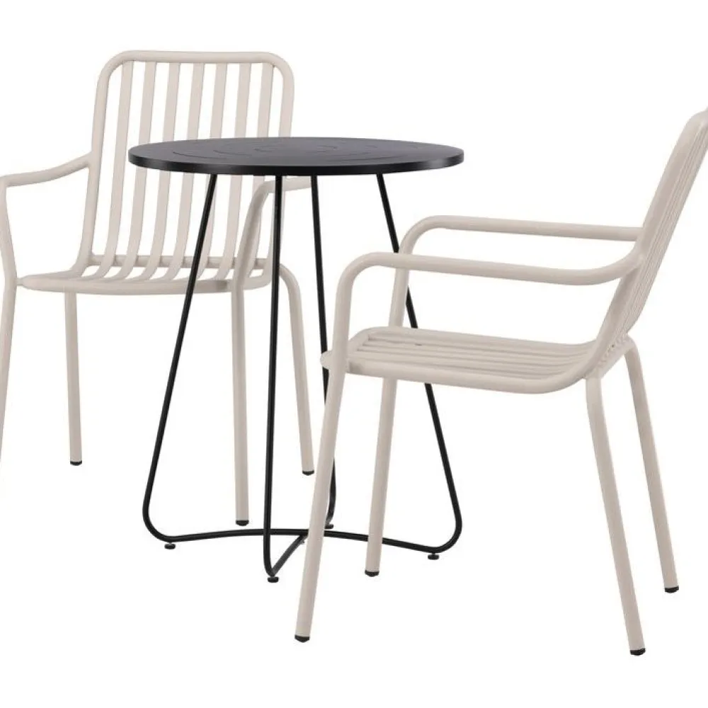 Sale Venture Home Parvekeryhmä , ø60cm beige Bacong-pöytä + 2 mustaa Peking-tuolia