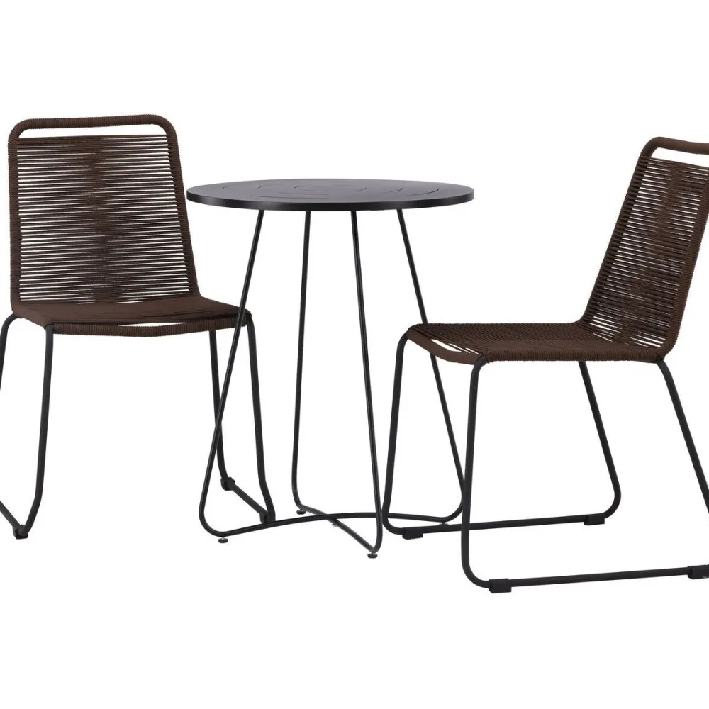 Outlet Venture Home Parvekeryhmä , ø60cm Bacong-pöytä + 2 Lindos-tuolia