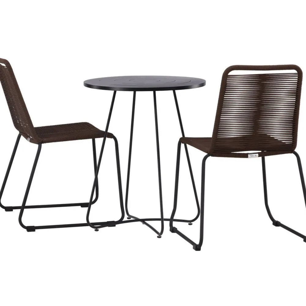 Outlet Venture Home Parvekeryhmä , ø60cm Bacong-pöytä + 2 Lindos-tuolia