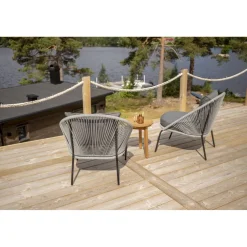 Discount Venture Home Parvekeryhmä , ø40cm Chania-pöytä + 2 harmaata Lindos-tuolia