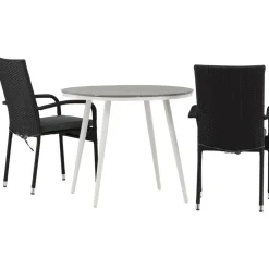 Clearance Venture Home Parvekeryhmä , ø90cm, harmaa/valkoinen Break-pöytä + 2 mustaa Anna-tuolia