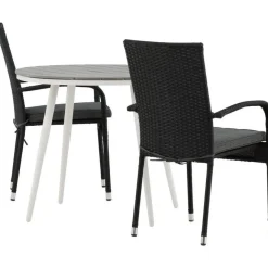 Clearance Venture Home Parvekeryhmä , ø90cm, harmaa/valkoinen Break-pöytä + 2 mustaa Anna-tuolia