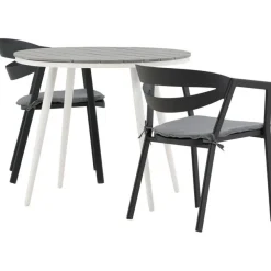 Online Venture Home Parvekeryhmä , ø90cm, harmaa/valkoinen Break-pöytä + 2 musta/harmaata Slit-tuolia