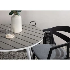 Online Venture Home Parvekeryhmä , ø90cm, harmaa/valkoinen Break-pöytä + 2 musta/harmaata Slit-tuolia