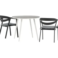 Online Venture Home Parvekeryhmä , ø90cm, harmaa/valkoinen Break-pöytä + 2 musta/harmaata Slit-tuolia