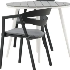 Online Venture Home Parvekeryhmä , ø90cm, harmaa/valkoinen Break-pöytä + 2 musta/harmaata Slit-tuolia