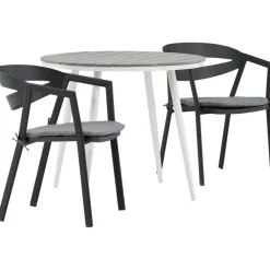 Online Venture Home Parvekeryhmä , ø90cm, harmaa/valkoinen Break-pöytä + 2 musta/harmaata Slit-tuolia
