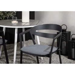 Online Venture Home Parvekeryhmä , ø90cm, harmaa/valkoinen Break-pöytä + 2 musta/harmaata Slit-tuolia