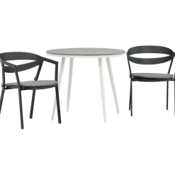 Online Venture Home Parvekeryhmä , ø90cm, harmaa/valkoinen Break-pöytä + 2 musta/harmaata Slit-tuolia