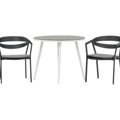 Online Venture Home Parvekeryhmä , ø90cm, harmaa/valkoinen Break-pöytä + 2 musta/harmaata Slit-tuolia