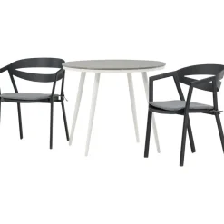 Online Venture Home Parvekeryhmä , ø90cm, harmaa/valkoinen Break-pöytä + 2 musta/harmaata Slit-tuolia