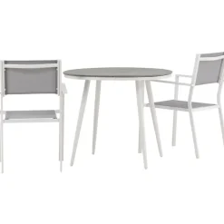 Discount Venture Home Parvekeryhmä , ø90cm, harmaa/valkoinen Break-pöytä + 2 harmaa-valkoista Copacabana-tuolia