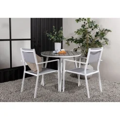 Discount Venture Home Parvekeryhmä , ø90cm, harmaa/valkoinen Break-pöytä + 2 harmaa-valkoista Copacabana-tuolia
