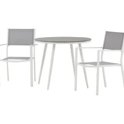 Discount Venture Home Parvekeryhmä , ø90cm, harmaa/valkoinen Break-pöytä + 2 harmaa-valkoista Copacabana-tuolia