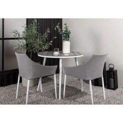 Venture Home Parvekeryhmä , ø90cm, harmaa/valkoinen Break-pöytä + 2 harmaa/valkoista Spoga-tuolia