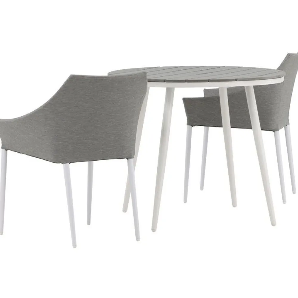 Venture Home Parvekeryhmä , ø90cm, harmaa/valkoinen Break-pöytä + 2 harmaa/valkoista Spoga-tuolia