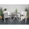 Outlet Venture Home Parvekeryhmä , ø90cm harmaa-valkoinen Parma-pöytä + 2 valkoista, pinottavaa Santorini-tuolia