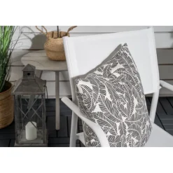 Outlet Venture Home Parvekeryhmä , ø90cm harmaa-valkoinen Parma-pöytä + 2 valkoista, pinottavaa Santorini-tuolia