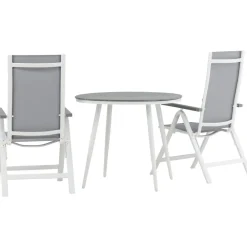 Outlet Venture Home Parvekeryhmä , ø90cm, harmaa/valkoinen Break-pöytä + 2 harmaata Albany-säätötuolia