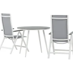 Outlet Venture Home Parvekeryhmä , ø90cm, harmaa/valkoinen Break-pöytä + 2 harmaata Albany-säätötuolia