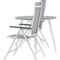 Outlet Venture Home Parvekeryhmä , ø90cm, harmaa/valkoinen Break-pöytä + 2 harmaata Albany-säätötuolia