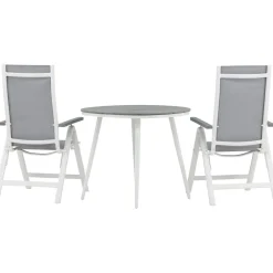 Outlet Venture Home Parvekeryhmä , ø90cm, harmaa/valkoinen Break-pöytä + 2 harmaata Albany-säätötuolia