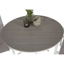 Discount Venture Home Parvekeryhmä , ø90cm harmaa-valkoinen Parma-pöytä + 2 harmaa-valkoista, pinottavaa Copacabana-tuolia